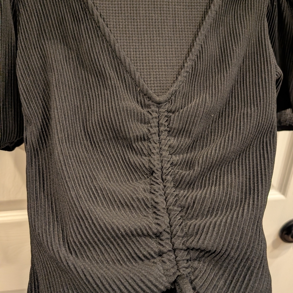 Zara Black Ruched Crop Top - Picture 6 of 9